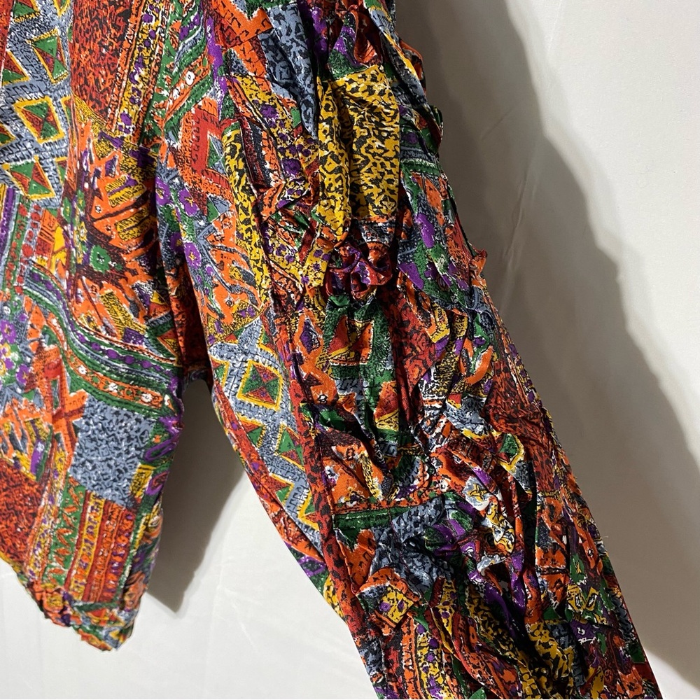 Vintage 90s Handmade All Over Multi Print Zip Front Bomber Jacket XL Streetwear - Picture 10 of 16